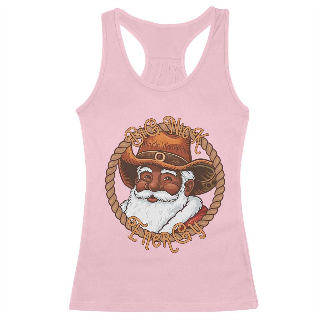 Black Santa Christmas Racerback Tank Top Big Nick Energy TS14 Light Pink Print Your Wear