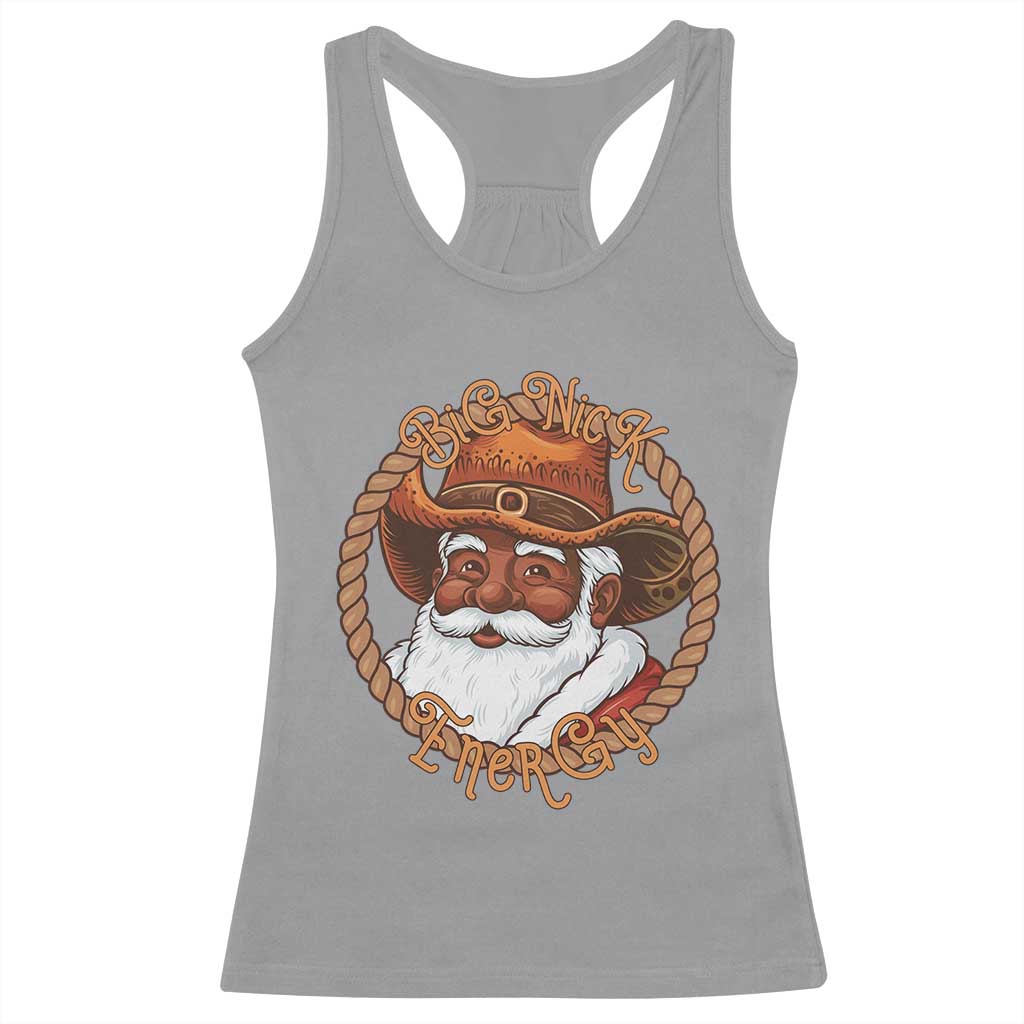Black Santa Christmas Racerback Tank Top Big Nick Energy TS14 Sport Gray Print Your Wear