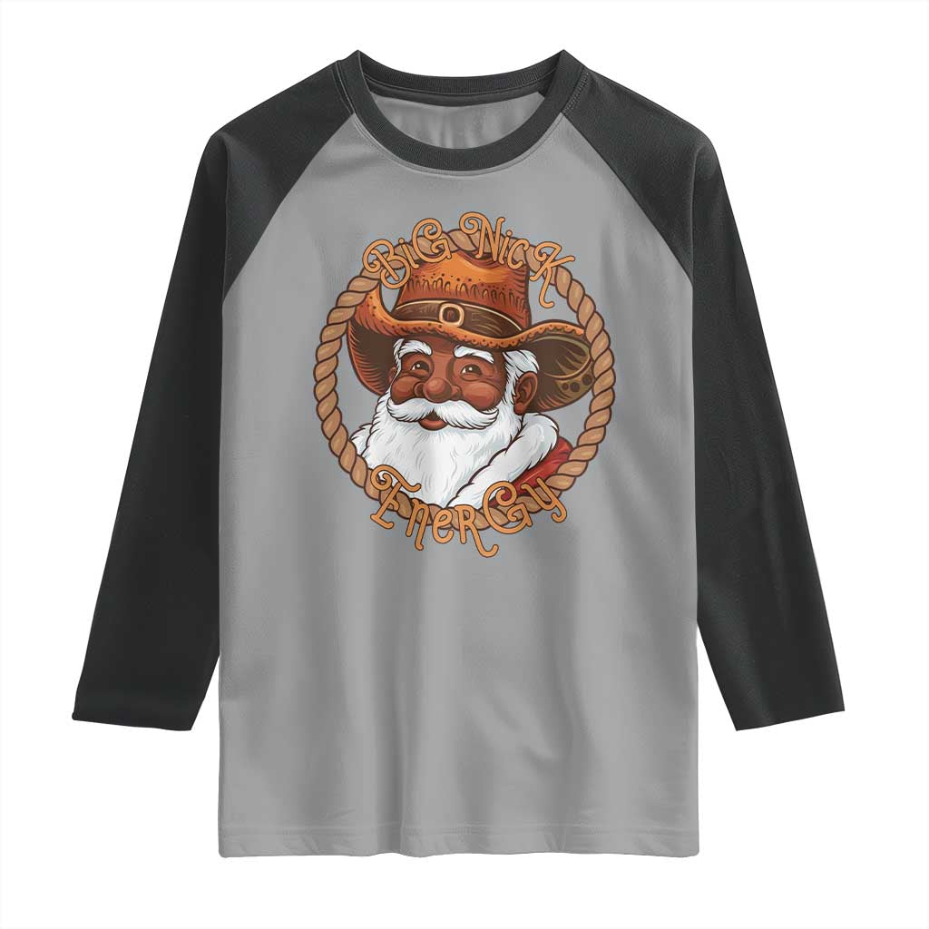 Black Santa Christmas Raglan Shirt Big Nick Energy TS14 Sport Gray Black Print Your Wear