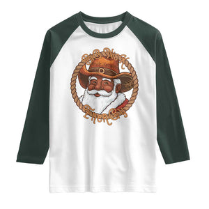 Black Santa Christmas Raglan Shirt Big Nick Energy TS14 White Dark Forest Green Print Your Wear