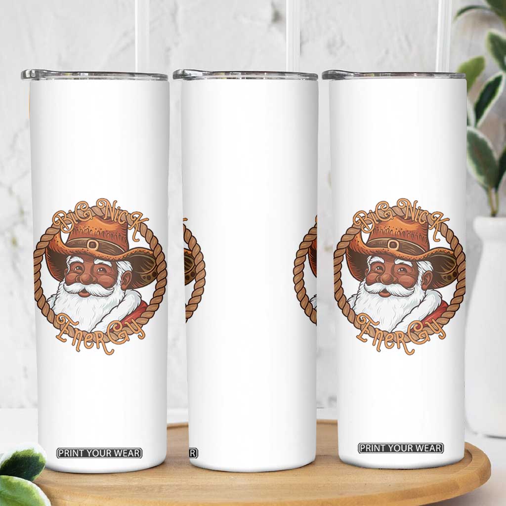 Black Santa Christmas Skinny Tumbler Big Nick Energy TS14 Print Your Wear