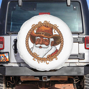 Black Santa Christmas Spare Tire Cover Big Nick Energy TS14 No hole White Print Your Wear