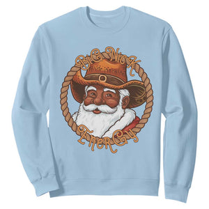 Black Santa Christmas Sweatshirt Big Nick Energy TS14 Light Blue Print Your Wear