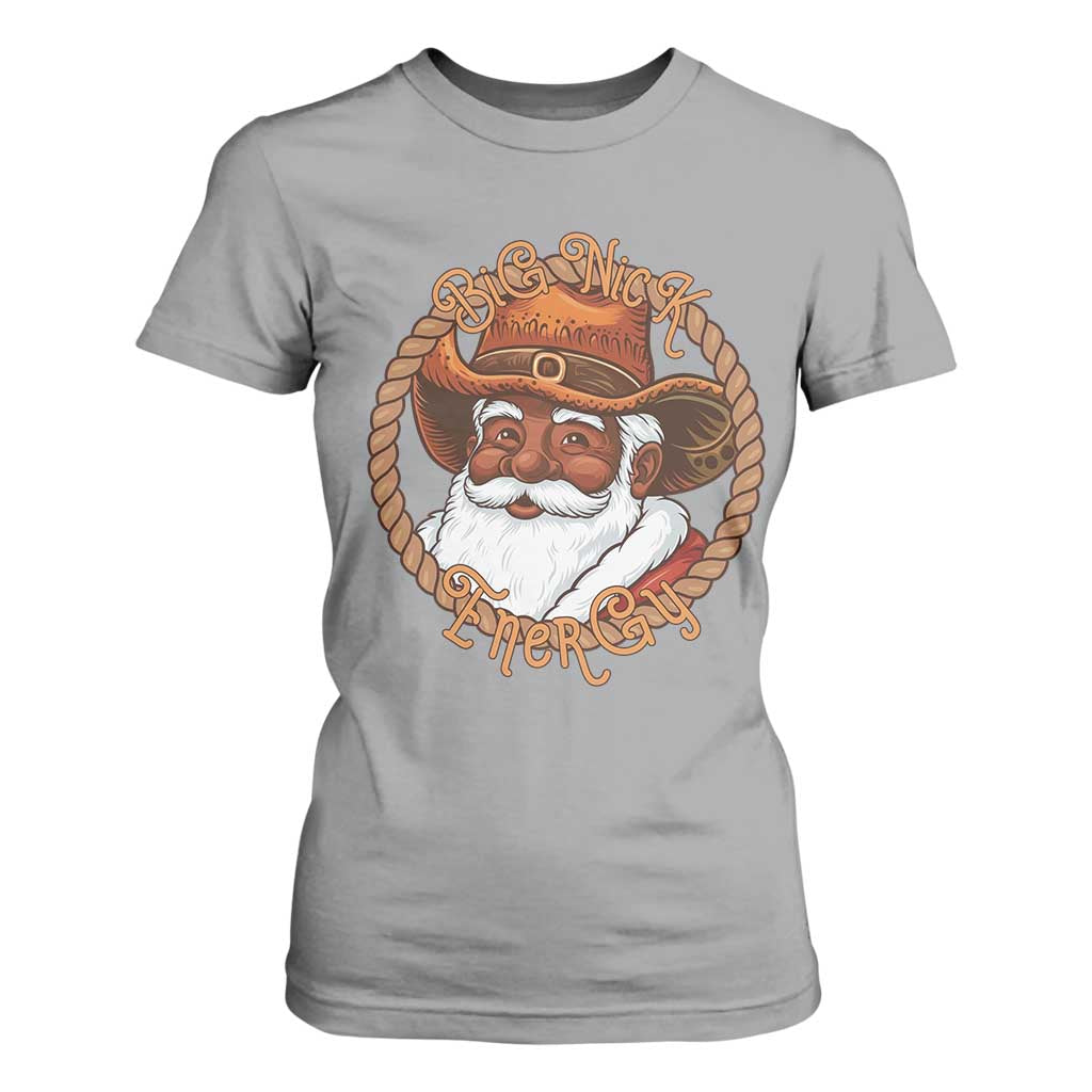 Black Santa Christmas T Shirt For Women Big Nick Energy TS14 Sport Gray Print Your Wear