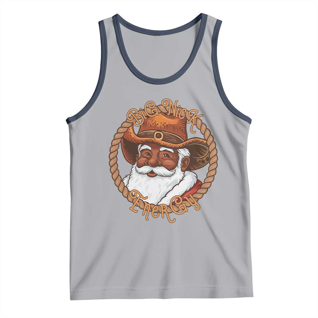 Black Santa Christmas Tank Top Big Nick Energy TS14 Athletic Heather Navy Print Your Wear