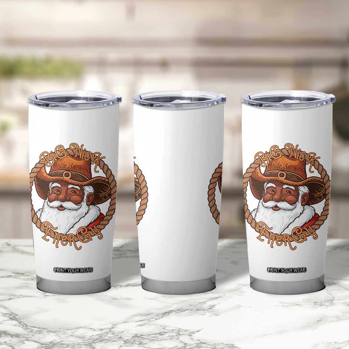 Black Santa Christmas Tumbler Cup Big Nick Energy TS14 Print Your Wear