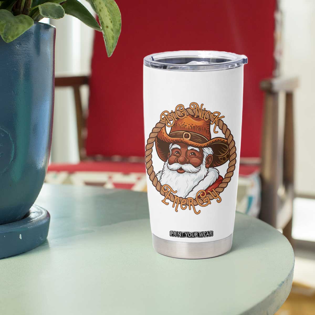 Black Santa Christmas Tumbler Cup Big Nick Energy TS14 Print Your Wear