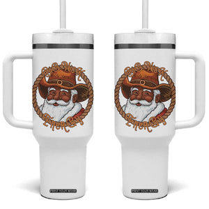 Black Santa Christmas Tumbler With Handle Big Nick Energy TS14 One Size: 40 oz White Print Your Wear