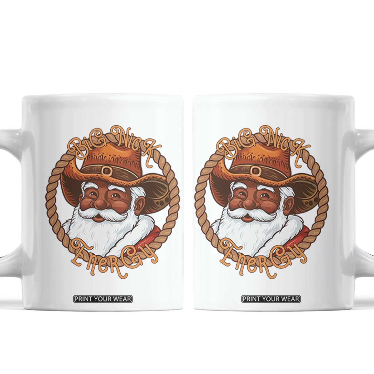 Black Santa Christmas Coffee Mug Big Nick Energy TS14 White Print Your Wear