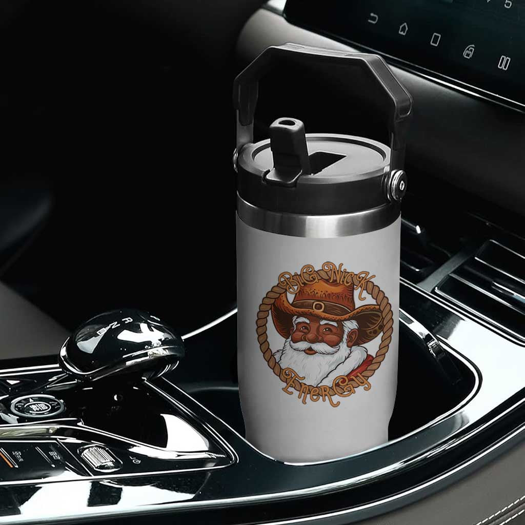 Black Santa Christmas Flip Straw Tumbler Big Nick Energy TS14 Print Your Wear