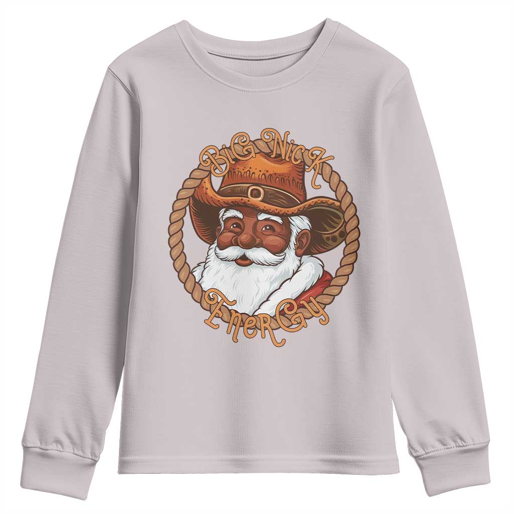 Black Santa Christmas Youth Sweatshirt Big Nick Energy TS14 Ice Gray Print Your Wear
