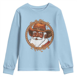 Black Santa Christmas Youth Sweatshirt Big Nick Energy TS14 Light Blue Print Your Wear