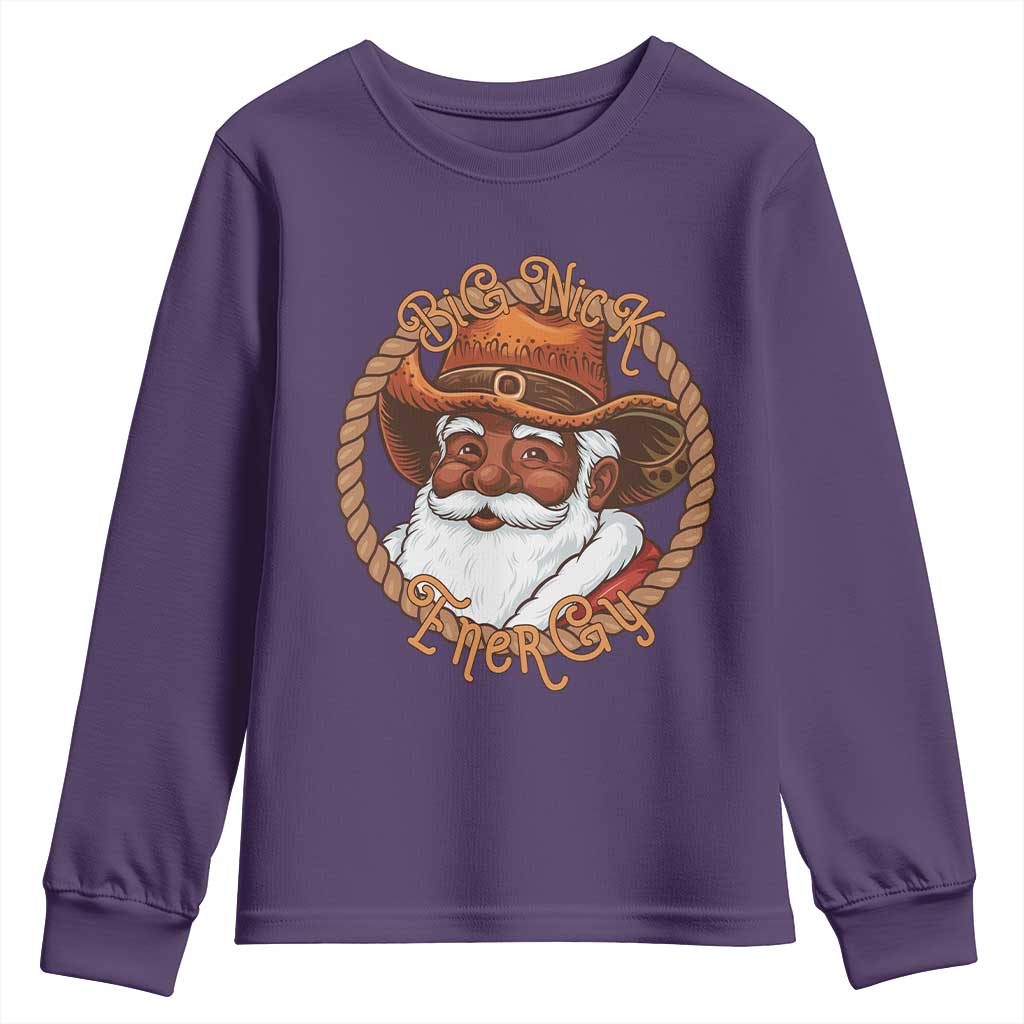 Black Santa Christmas Youth Sweatshirt Big Nick Energy TS14 Purple Print Your Wear