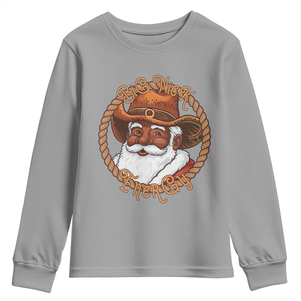 Black Santa Christmas Youth Sweatshirt Big Nick Energy TS14 Sport Gray Print Your Wear