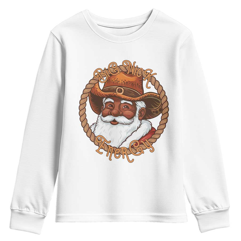 Black Santa Christmas Youth Sweatshirt Big Nick Energy TS14 White Print Your Wear