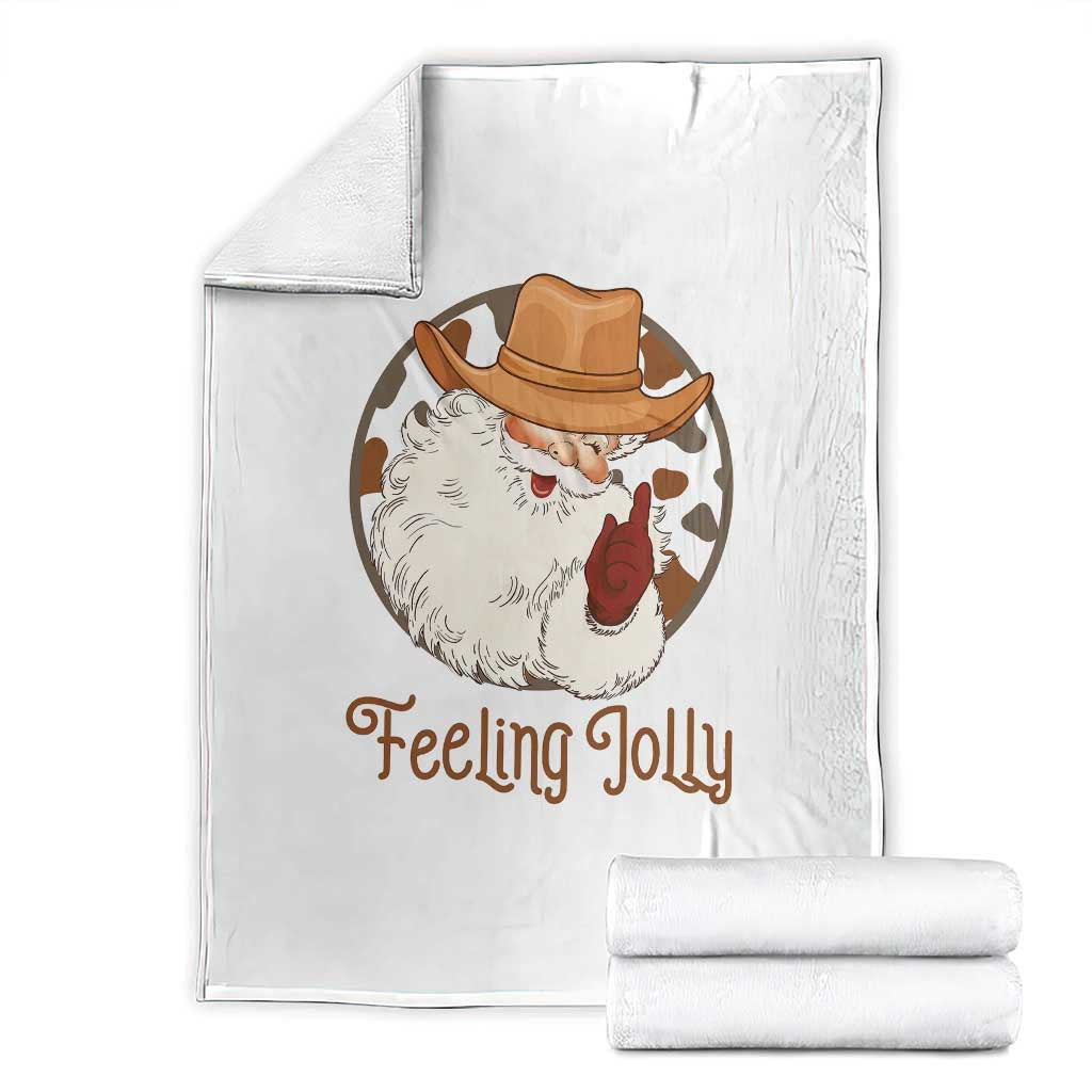 Black Cowboy Santa Christmas Throw Blanket Feeling Jolly TS14 White Print Your Wear