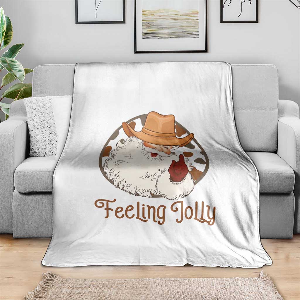 Black Cowboy Santa Christmas Throw Blanket Feeling Jolly TS14 Print Your Wear