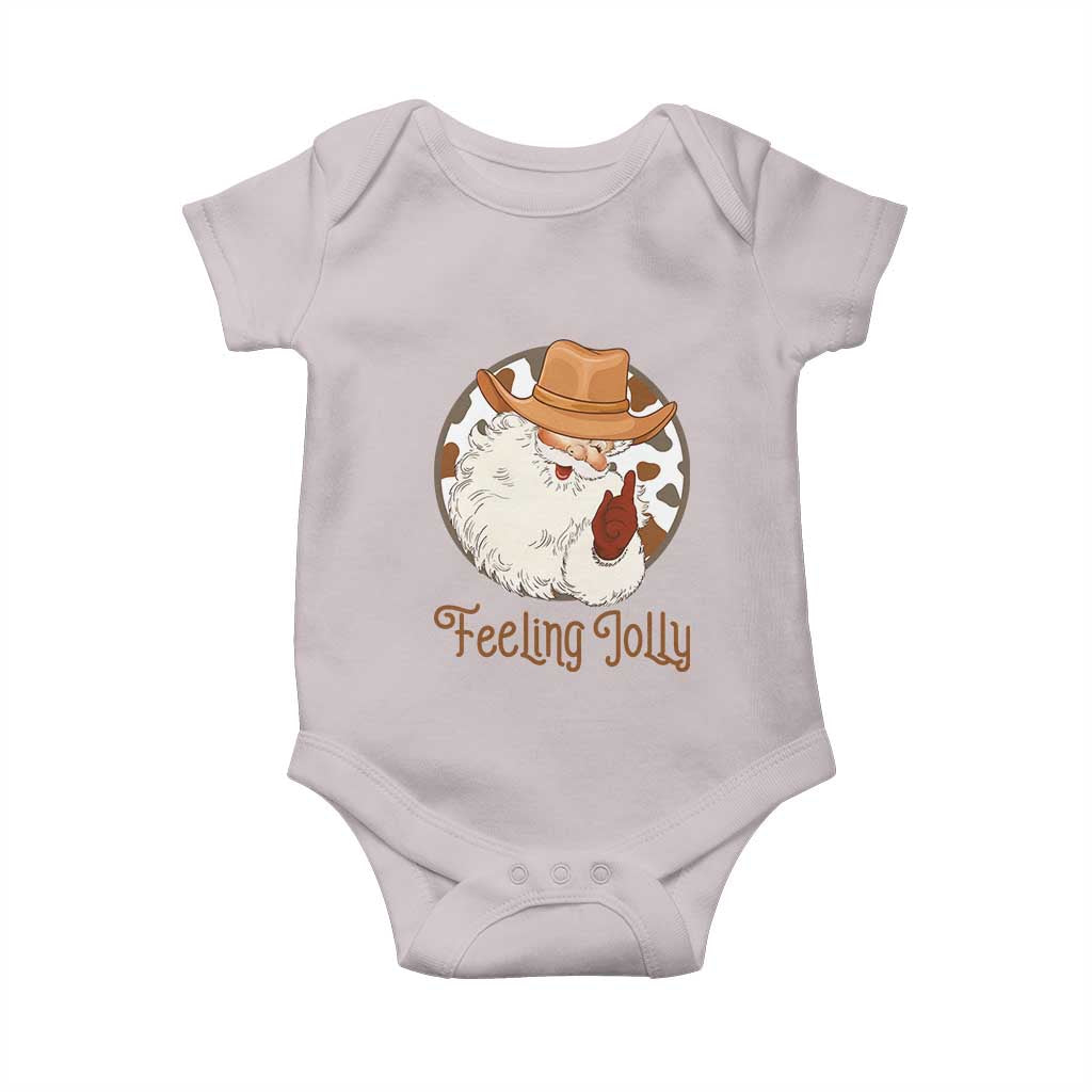 Black Cowboy Santa Christmas Baby Onesie Feeling Jolly TS14 Ice Gray Print Your Wear