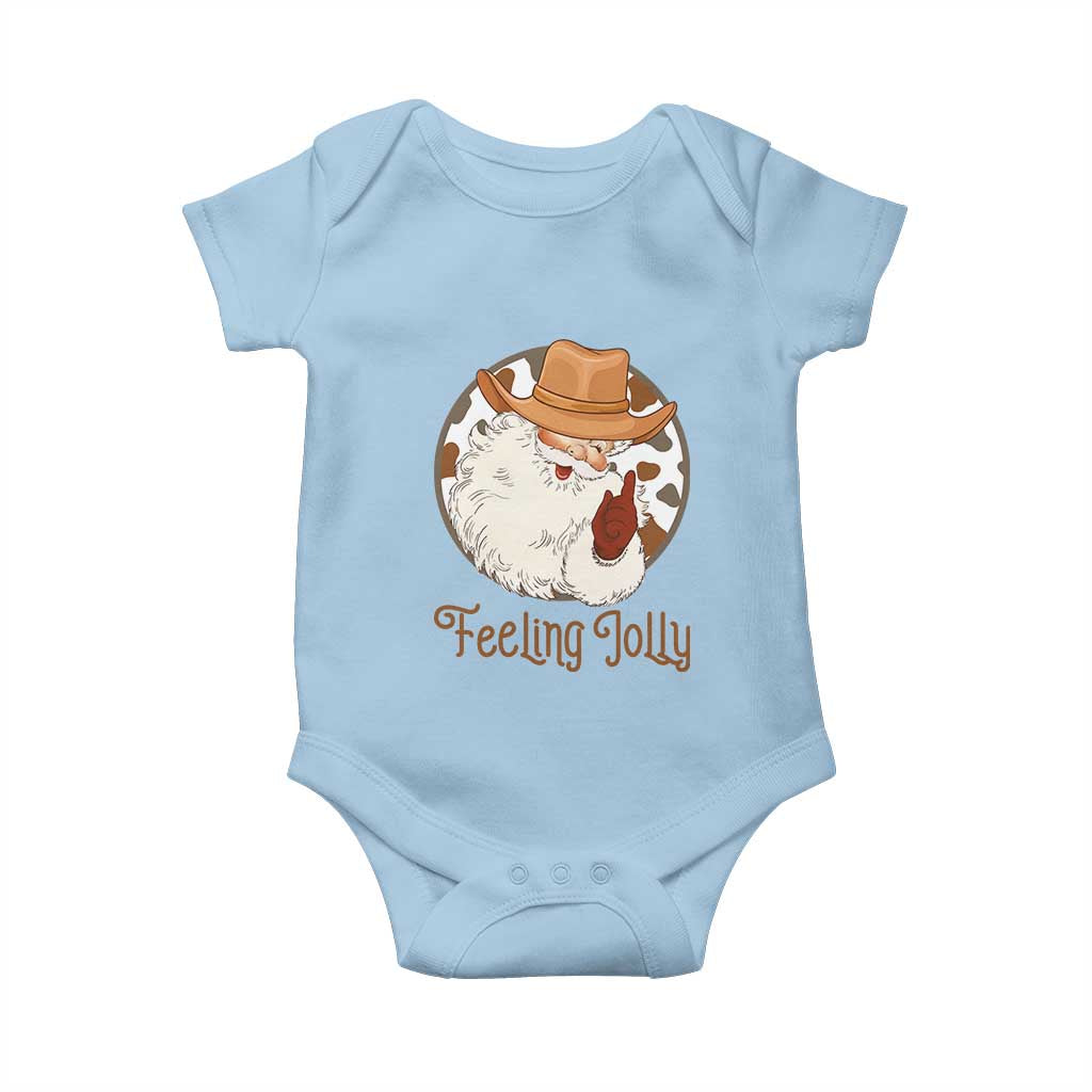 Black Cowboy Santa Christmas Baby Onesie Feeling Jolly TS14 Light Blue Print Your Wear