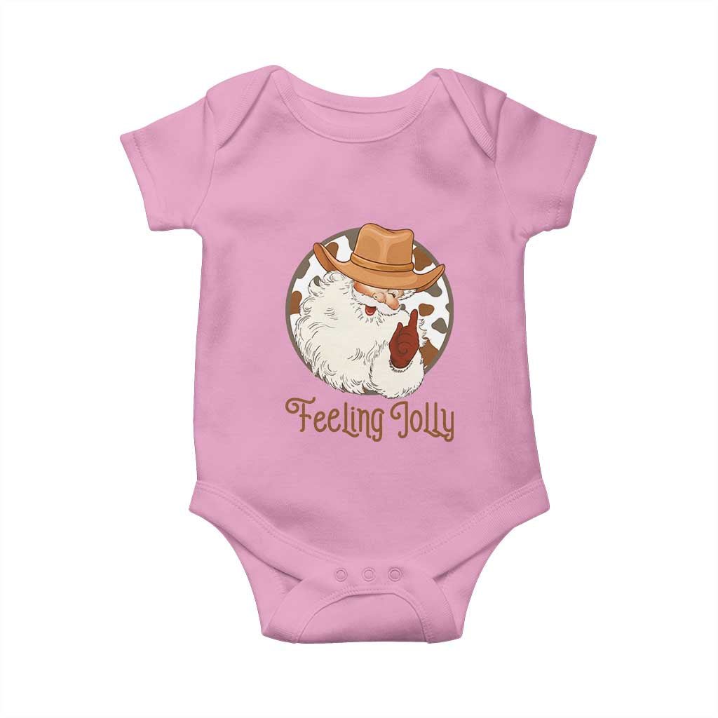 Black Cowboy Santa Christmas Baby Onesie Feeling Jolly TS14 Light Pink Print Your Wear