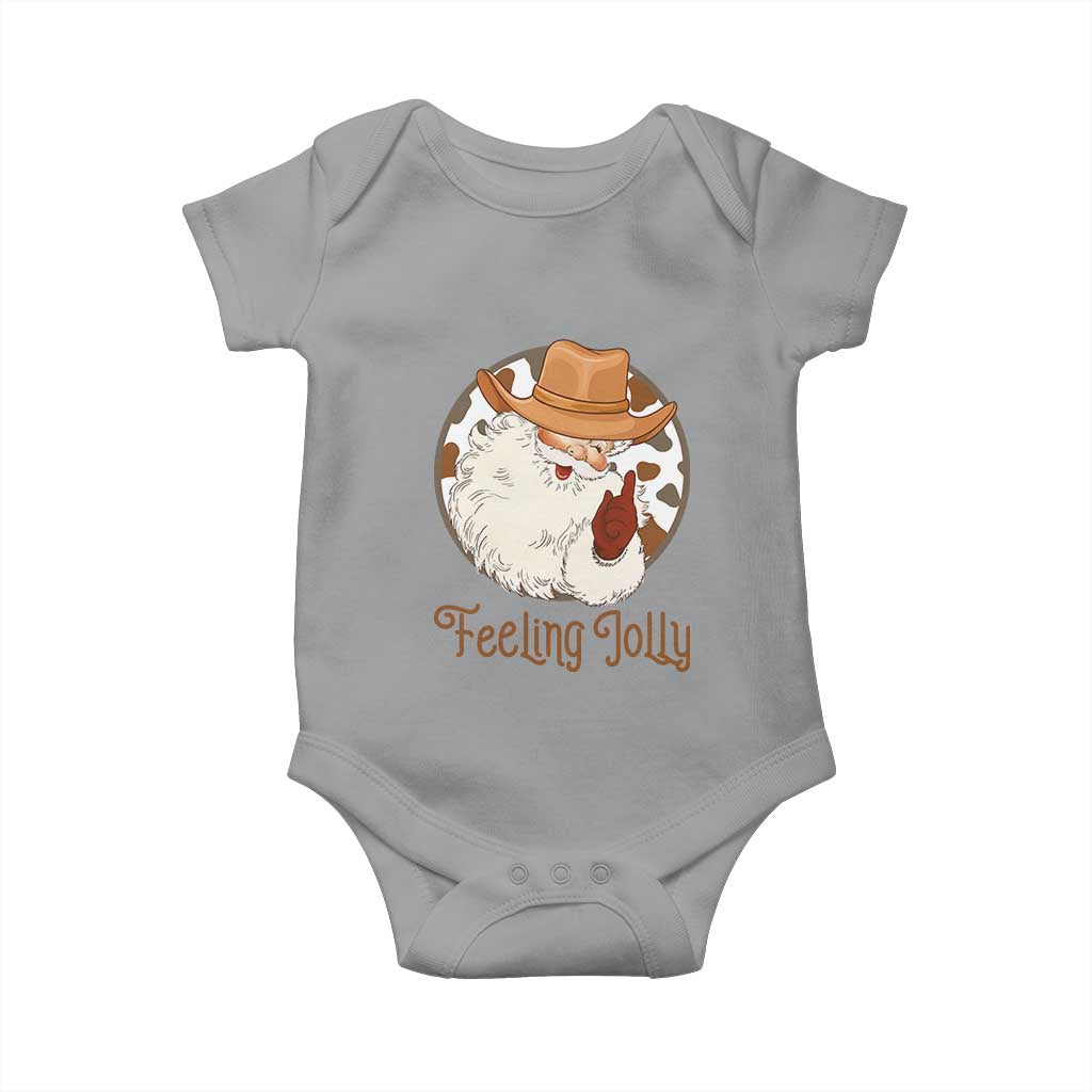 Black Cowboy Santa Christmas Baby Onesie Feeling Jolly TS14 Sport Gray Print Your Wear