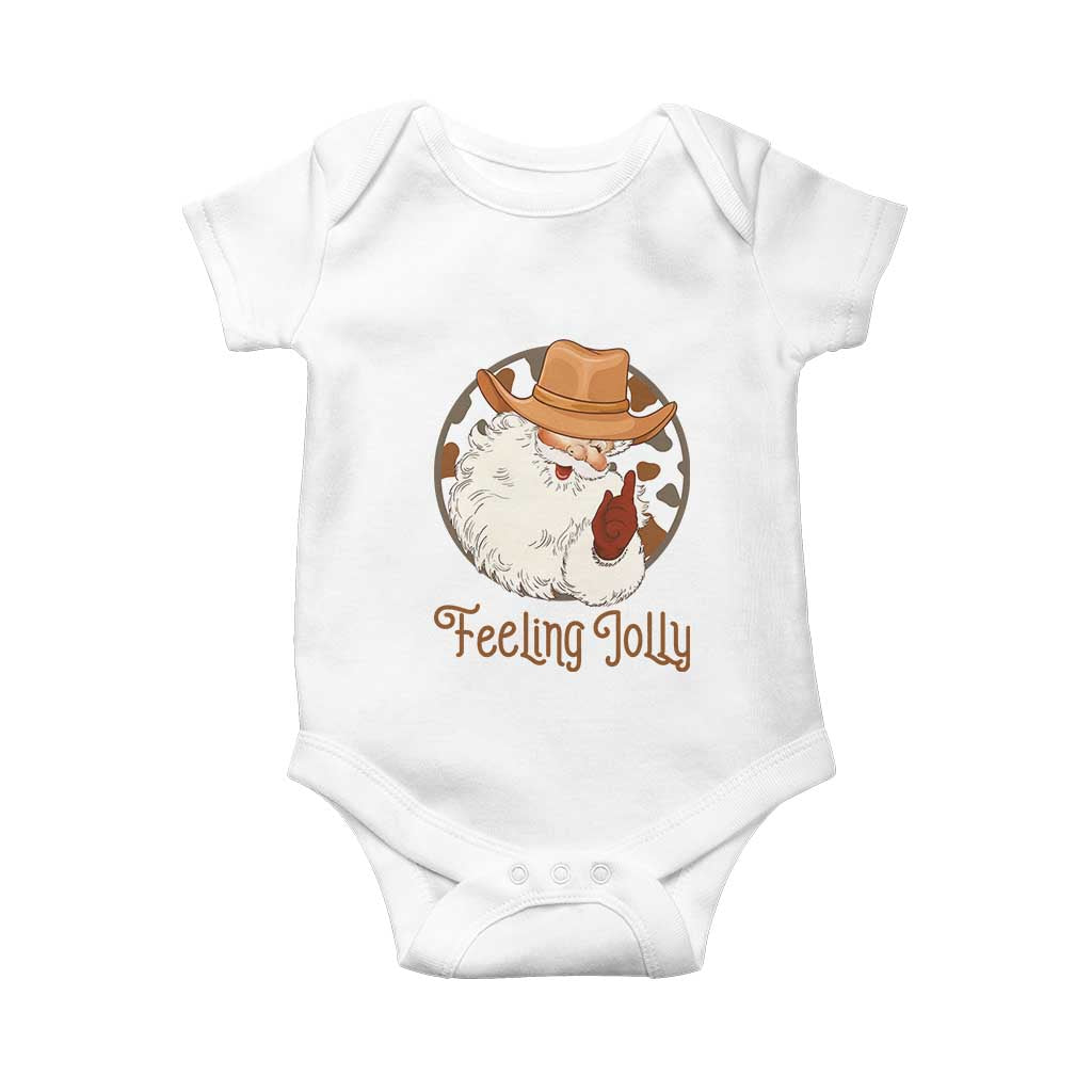 Black Cowboy Santa Christmas Baby Onesie Feeling Jolly TS14 White Print Your Wear