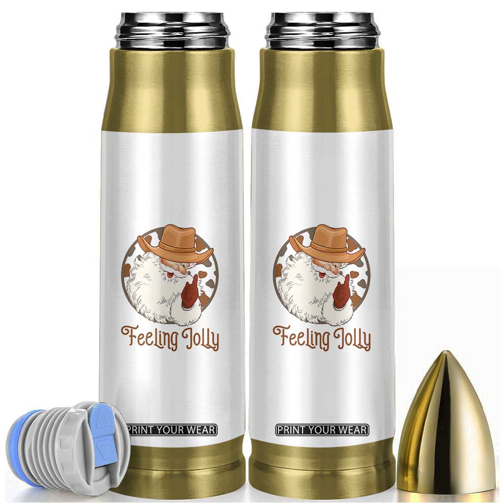 Black Cowboy Santa Christmas Bullet Tumbler Feeling Jolly TS14 White Print Your Wear