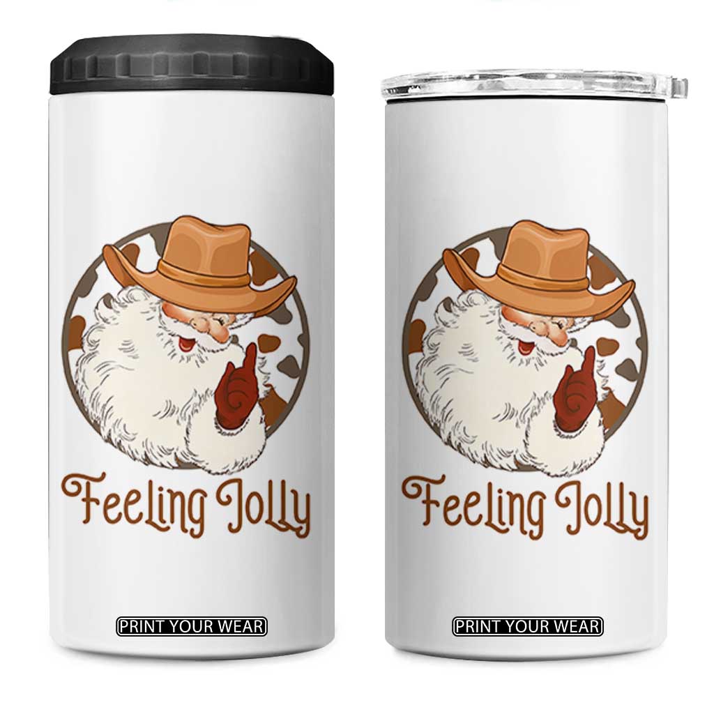 Black Cowboy Santa Christmas 4 in 1 Can Cooler Tumbler Feeling Jolly TS14 One Size: 16 oz White Print Your Wear
