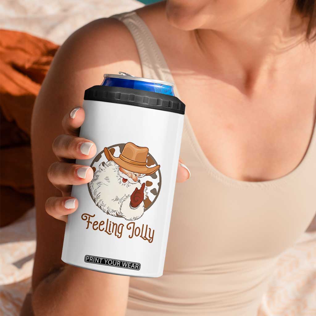 Black Cowboy Santa Christmas 4 in 1 Can Cooler Tumbler Feeling Jolly TS14 Print Your Wear