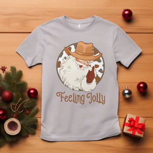 Black Cowboy Santa Christmas T Shirt Feeling Jolly TS14 Ice Gray Print Your Wear