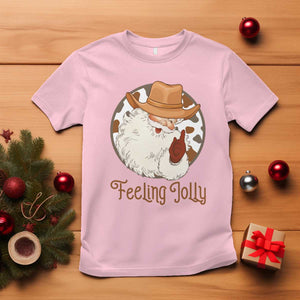 Black Cowboy Santa Christmas T Shirt Feeling Jolly TS14 Light Pink Print Your Wear