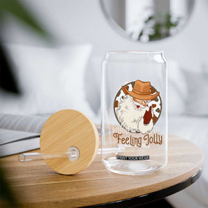 Black Cowboy Santa Christmas Glass Can Feeling Jolly TS14 Print Your Wear