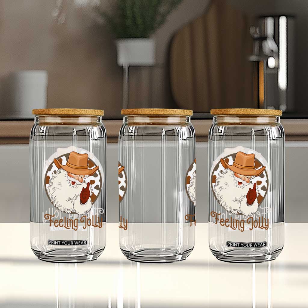 Black Cowboy Santa Christmas Glass Can Feeling Jolly TS14 Print Your Wear