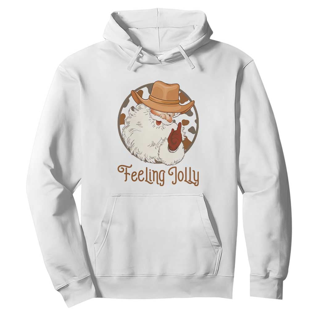 Black Cowboy Santa Christmas Hoodie Feeling Jolly TS14 White Print Your Wear