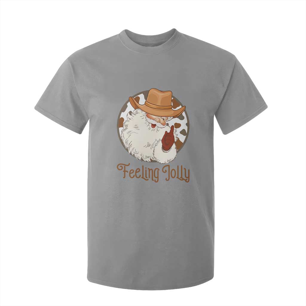 Black Cowboy Santa Christmas T Shirt For Kid Feeling Jolly TS14 Sport Gray Print Your Wear
