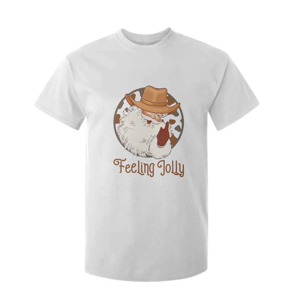 Black Cowboy Santa Christmas T Shirt For Kid Feeling Jolly TS14 White Print Your Wear