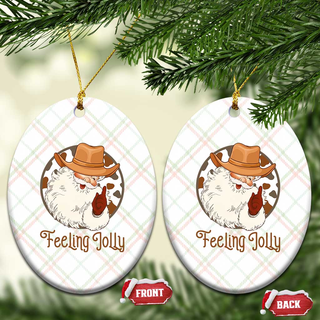 Black Cowboy Santa Christmas Ceramic Ornament Feeling Jolly TS14 Print Your Wear
