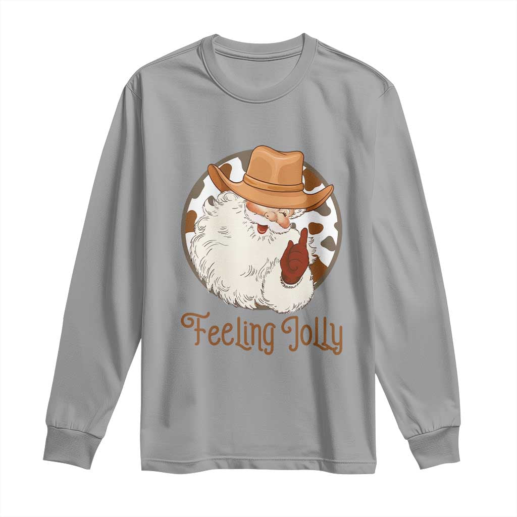 Black Cowboy Santa Christmas Long Sleeve Shirt Feeling Jolly TS14 Sport Gray Print Your Wear