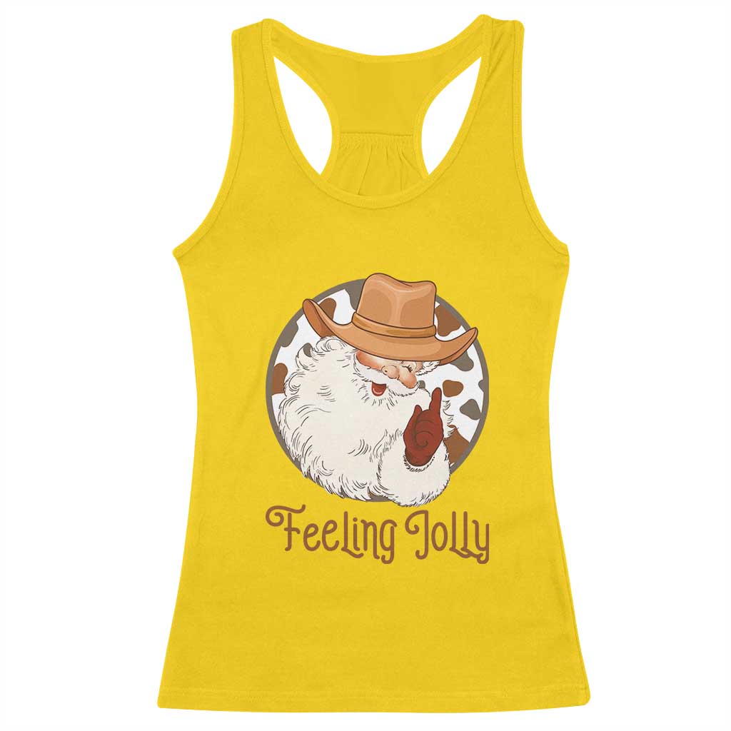 Black Cowboy Santa Christmas Racerback Tank Top Feeling Jolly TS14 Daisy Print Your Wear