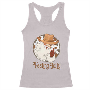 Black Cowboy Santa Christmas Racerback Tank Top Feeling Jolly TS14 Ice Gray Print Your Wear