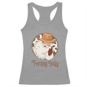 Black Cowboy Santa Christmas Racerback Tank Top Feeling Jolly TS14 Sport Gray Print Your Wear