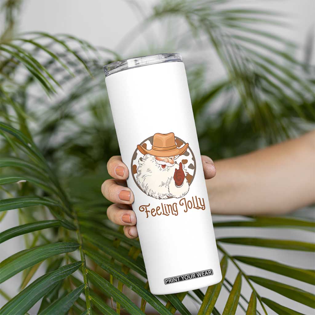 Black Cowboy Santa Christmas Skinny Tumbler Feeling Jolly TS14 Print Your Wear