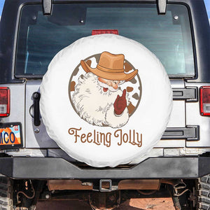 Black Cowboy Santa Christmas Spare Tire Cover Feeling Jolly TS14 No hole White Print Your Wear