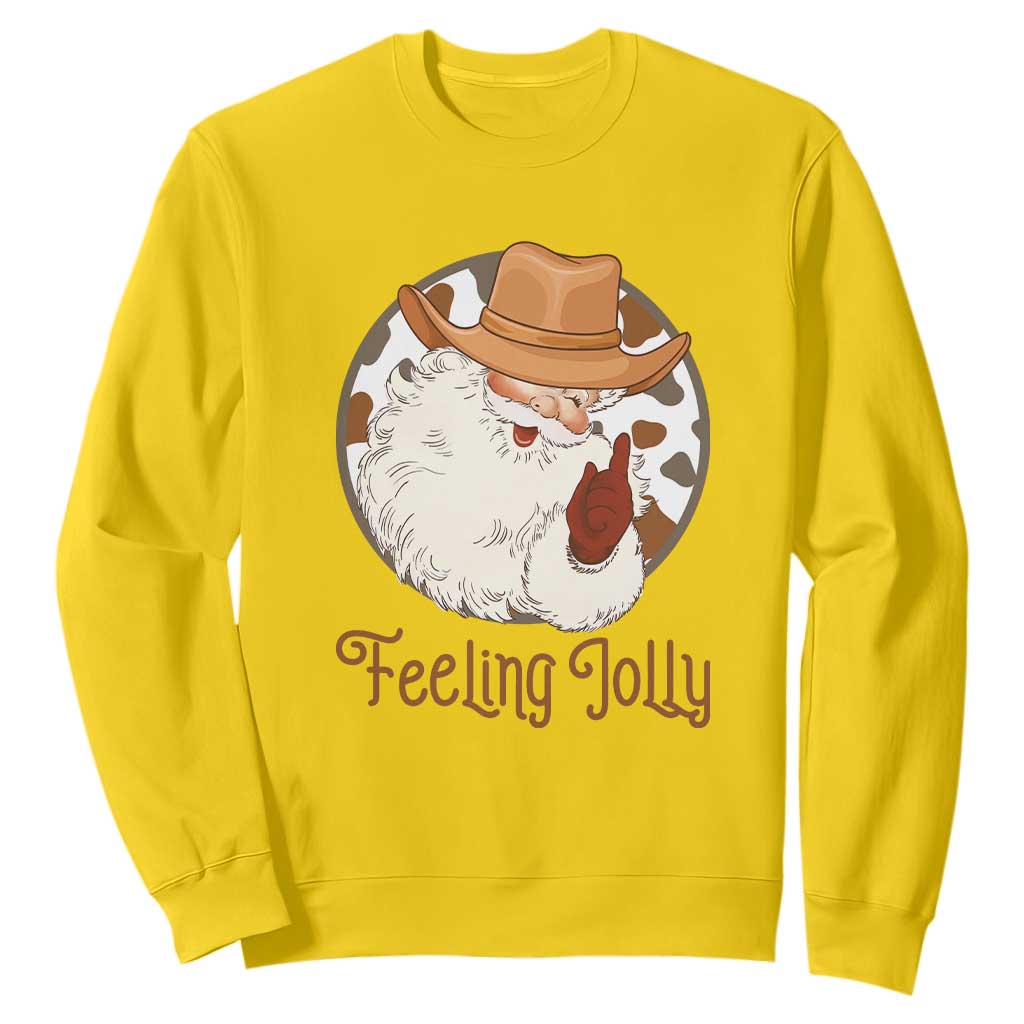 Black Cowboy Santa Christmas Sweatshirt Feeling Jolly TS14 Daisy Print Your Wear
