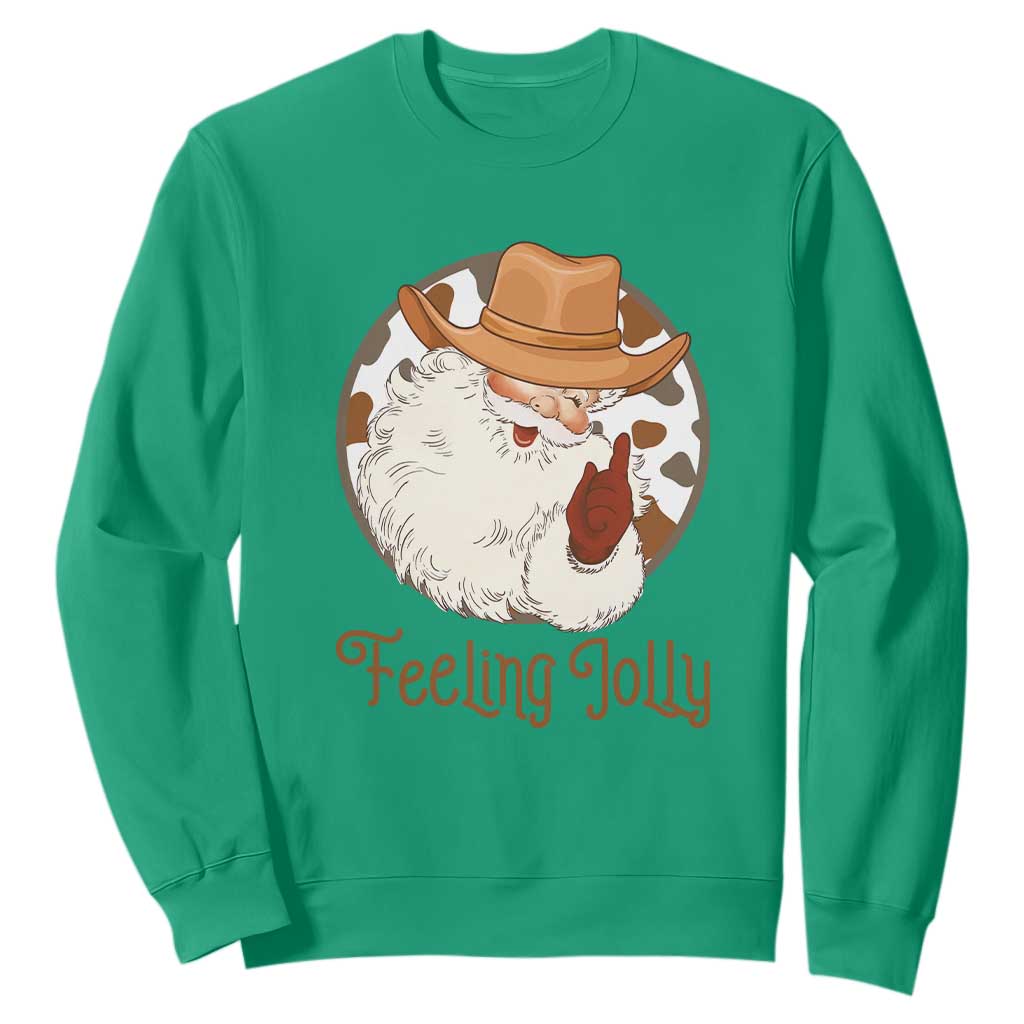 Black Cowboy Santa Christmas Sweatshirt Feeling Jolly TS14 Irish Green Print Your Wear