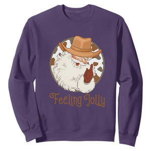 Black Cowboy Santa Christmas Sweatshirt Feeling Jolly TS14 Purple Print Your Wear