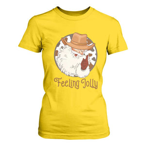 Black Cowboy Santa Christmas T Shirt For Women Feeling Jolly TS14 Daisy Print Your Wear