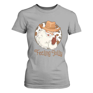 Black Cowboy Santa Christmas T Shirt For Women Feeling Jolly TS14 Sport Gray Print Your Wear
