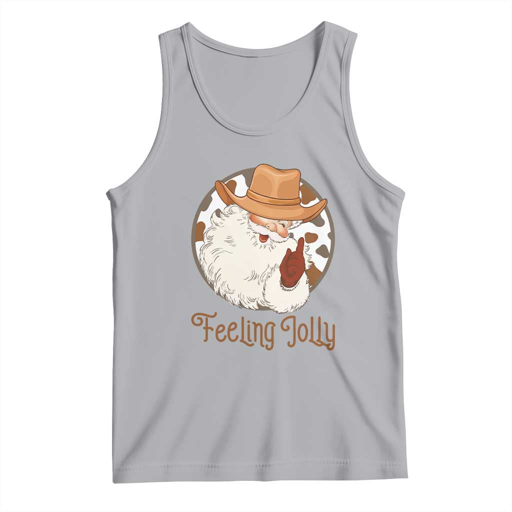 Black Cowboy Santa Christmas Tank Top Feeling Jolly TS14 Athletic Heather Print Your Wear