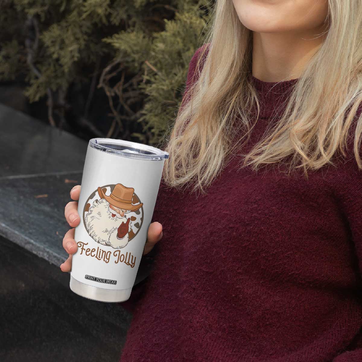 Black Cowboy Santa Christmas Tumbler Cup Feeling Jolly TS14 Print Your Wear